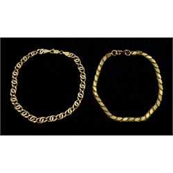 9ct gold link bracelet, hallmarked and a 15.5ct gold link bracelet tested