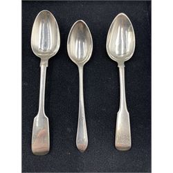  Scottish Provincial silver fiddle pattern teaspoon by William S Ferguson, Elgin, anotherby George Jamieson, Aberdeen, another by William Simpson, Banff , another by Isle of Mull silver Co., and others from Aberdeen and Greenock 3.2oz (6)