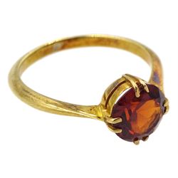 18ct gold single stone hessonite garnet ring