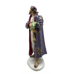 Soviet figure of Boris Godunov by Lomonosov, 20th Century, wearing flowered robes, script and incised mark to base H28cm. Provenance: from the private family collection at Harewood House 