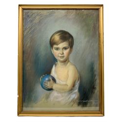 Austrian School (early 20th century): Portrait of 'Susanne Williams', pastel signed indistinctly dated 1928, 64cm x 48cm