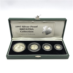 Royal Mint 1997 silver proof Britannia collection, cased with certificate