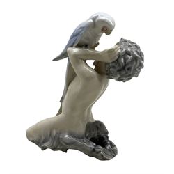 Royal Copenhagen figure 'Fawn and Parrot' no. 752, designed by Christian Thomsen, H18cm 