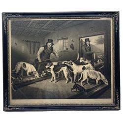 William Ward (British 1766-1826) after Henry Barnard Chalon (British 1771-1849): 'The Raby Pack' - The Earl of Darlington's Foxhounds in their Kennels, mezzotint pub.1814, 48cm x 60cm
Notes: this is a rare and early proof with the title and names of the hounds hand-written in pencil