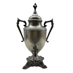 Victorian Britannia metal tea urn by Philip Ashberry & Sons, Sheffield H50cm