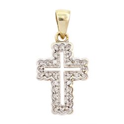 9ct gold diamond cross pendant, hallmarked
