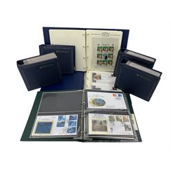 Stamps and first day covers, including Benham 'Silk' covers, special postmark covers, mint stamp miniature sheets etc, housed in seven folders