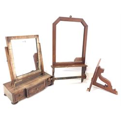 Mahogany swing toilet mirror on a three drawer breakfront base, upright cloakroom mirror and a mahogany wall bracket