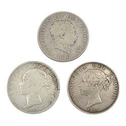 George III 1818 halfcrown coin and Queen Victoria 1850 and 1882 halfcrown coins (3)