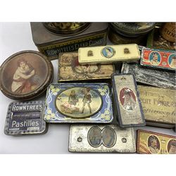 A Rowntrees 1902 Coronation tin with original chocolate and approx 30 Rowntrees commemorative and pictorial tins 