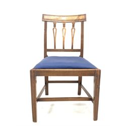 Set five 19th century mahogany dining chairs with drop in upholstered seat pads 