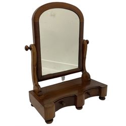 Early 20th century mahogany toilet mirror, swing mirror over two trinket drawers, together with Girandole mirror and mirrored fire screen