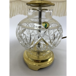 Waterford Kent Accent crystal table lamp with fringed shade H50cm overall and another glass lamp and shade (2)