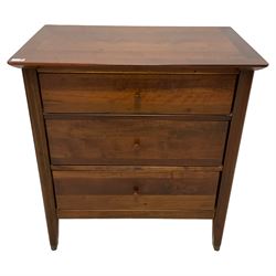 Willis & Gambier - walnut chest, fitted with three drawers, on tapering feet