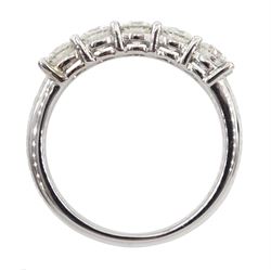 18ct white gold five stone round brilliant cut diamond ring, hallmarked, diamond total weight approx 1.00 carat