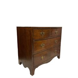 Georgian oak chest of drawers, fitted with two short and two long drawers, raised on bracket supports 