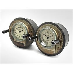 Two calculagraphs, silvered dial with Arabic chapter ring inscribed 'Harrison, N.J. U.S.A' D26cm