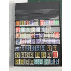 Great British Queen Victorian and later stamps, including penny reds, imperf two pence blues with white lines added, bantams etc, King George V seahorses, Queen Elizabeth II including some mint usable etc, housed in three stockbooks