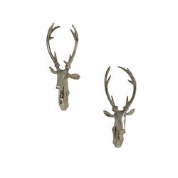 Pair of stainless steel stag masks 