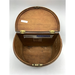 Georgian mahogany demi-lune box, hinged lid revealing plain interior fitted with period brass lock, W34cm
