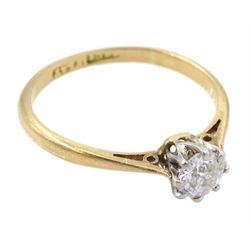 Early 20th century 18ct gold single stone old cut diamond ring, stamped 18ct Plat, diamond approx 0.30 carat