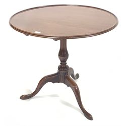 Late 19th century Georgian style mahogany tripod table, the circular tilt top with moulded edge over  turned column and three splayed supports D80cm, H72cm