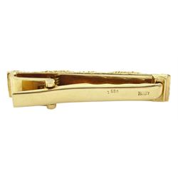 14ct white and yellow gold bark effect diamond tie clip, stamped
