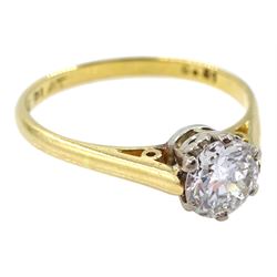 Single stone round diamond ring, stamped 18ct Plat, diamond approx 0.70 carat