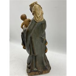 Wooden carved Madonna and Child H48cm
