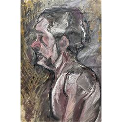 English School (mid 20th century): Abstract Side Profile Portrait of a Gentleman, oil on board unsigned 77cm x 50cm (unframed)