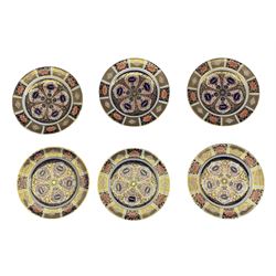 Set of six Royal Crown Derby tea plates in Imari design Patt.1128 circa 1930 D18cm