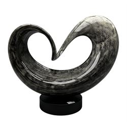 Large contemporary resin sculpture on ebonised circular base, H57cm