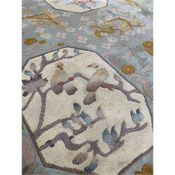 Chinese washed woollen carpet, the green ground decorated with stylised birds and foliate 216cm x 326cm