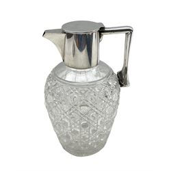 Cut glass claret jug with silver mounts H20cm Birmingham 1927 Maker Goldsmiths and Silversmiths Company