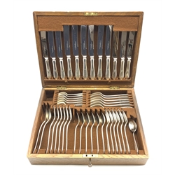 Oak cased canteen of Community plate cutlery in the Adam pattern, for six settings