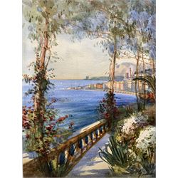 Gianni (Italian 20th century): Italianate Veranda Scenes, pair watercolours signed 37cm x 27cm (2)