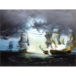   'The Battle of Flamborough Head, oil on canvas signed by Peter J Bailey (British 1951-) 90cm x 120cm  