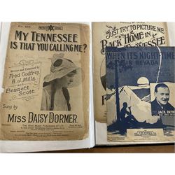 An album of Victorian and later sheet music covers mostly relating to America to include Carolina in the Morning, Louisiana, Wyoming Valse, Beautiful Ohio Waltz and other related sheet music (approx 80, plus later printed covers) Provenance: From the Estate of a Local private collector
