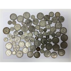 Approximately 600 grams of Great British pre 1947 silver coins including sixpences, halfcrowns etc and a Queen Victoria 1889 double florin