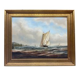 Philip Marchington (British 1934-): Shipping off the Coast, pair oils on canvas signed 29cm x 39cm (2)