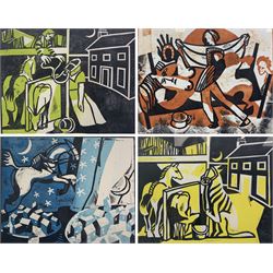 Morag Eaton (Northern British Contemporary): 'The Blacksmith's Wife at Yarrowfoot': 'Riding the Witch', 'In the Morning', 'At the Laird's House' and 'Tables Turned', set four limited edition relief prints signed titled dated '13 and numbered 2/10, 3/9, 3/9 and 3/8, respectively, 19cm x 24cm (4)