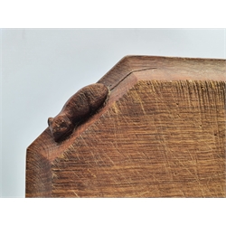 Thompson of Kilburn Mouseman oak cheese board of canted rectangular form with carved mouse signature L30cm