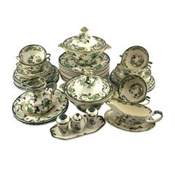  Masons Chartreuse pattern dinner service comprising twelve dinner plates, six dessert bowls,  soup bowls and stands, pair of vegetable dishes and covers etc (50)