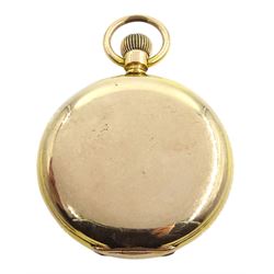 American gold-plated full hunter lever pocket watch by Waltham, No. 8917874, white enamel dial with Roman numerals and subsidiary seconds dial