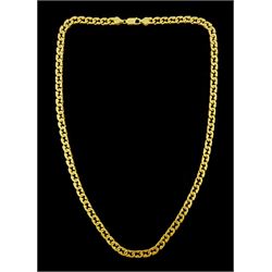 18ct gold fancy flattened curb link necklace, stamped 750