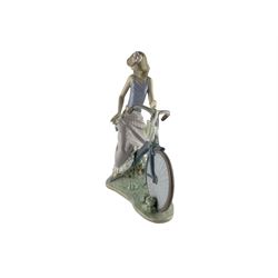 Lladro figure 'Biking in the Country', No.5272 designed by Jose Roig, withdrawn 1989 H26cm