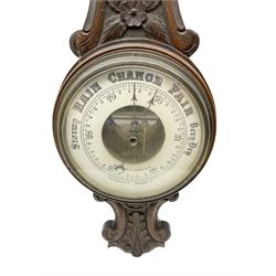 Mapin & Webb oak cased aneroid barometer c 1910