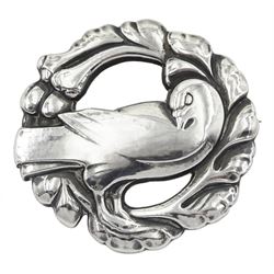 Georg Jensen and Wendel silver dove brooch, designed by Kristian Mohl-Hansen, model No. 123
