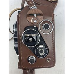 Rolleiflex camera, with 'Carl Zeiss Nr4177828 Planar 1:3,5 f75mm' and 'Heidosmat 1:2,8/75 3082455' lenses, cased