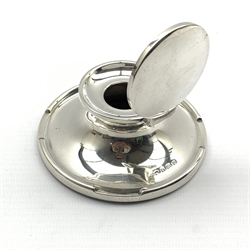  Silver circular inkwell with hinged cover Birmingham 1912  
